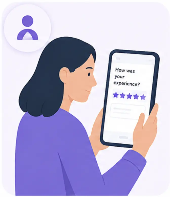 Person sharing feedback on their phone